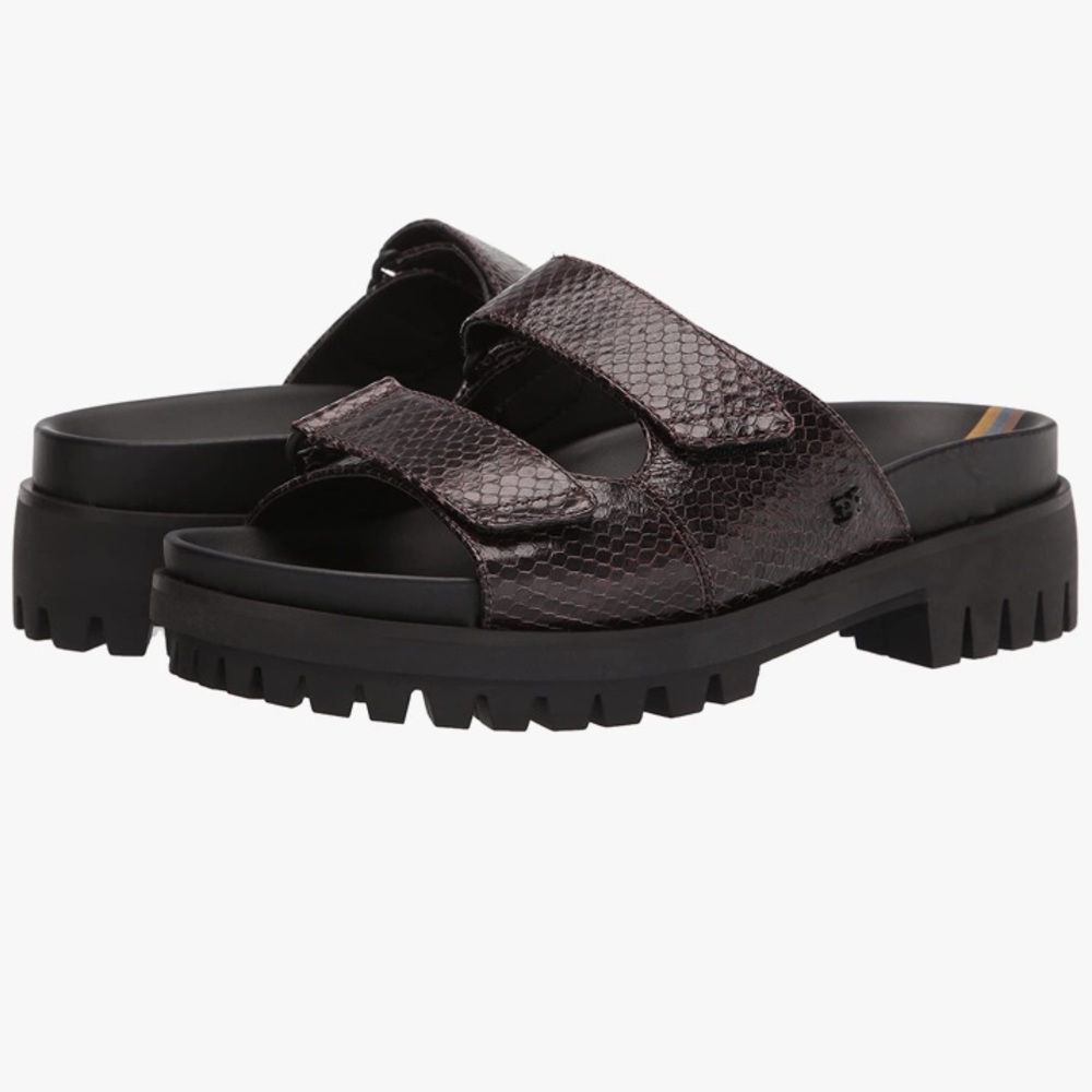 🪢 Brown Lug Soles ELIANA Snake Print Leather Platform Sandals NWOB 8.5